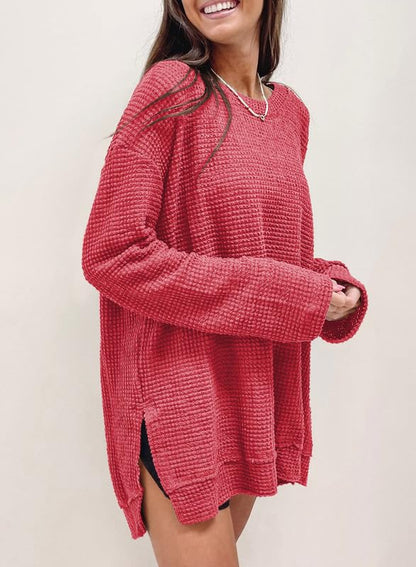 Women's Oversized Waffle Knit Top (Buy 2 Free Shipping)