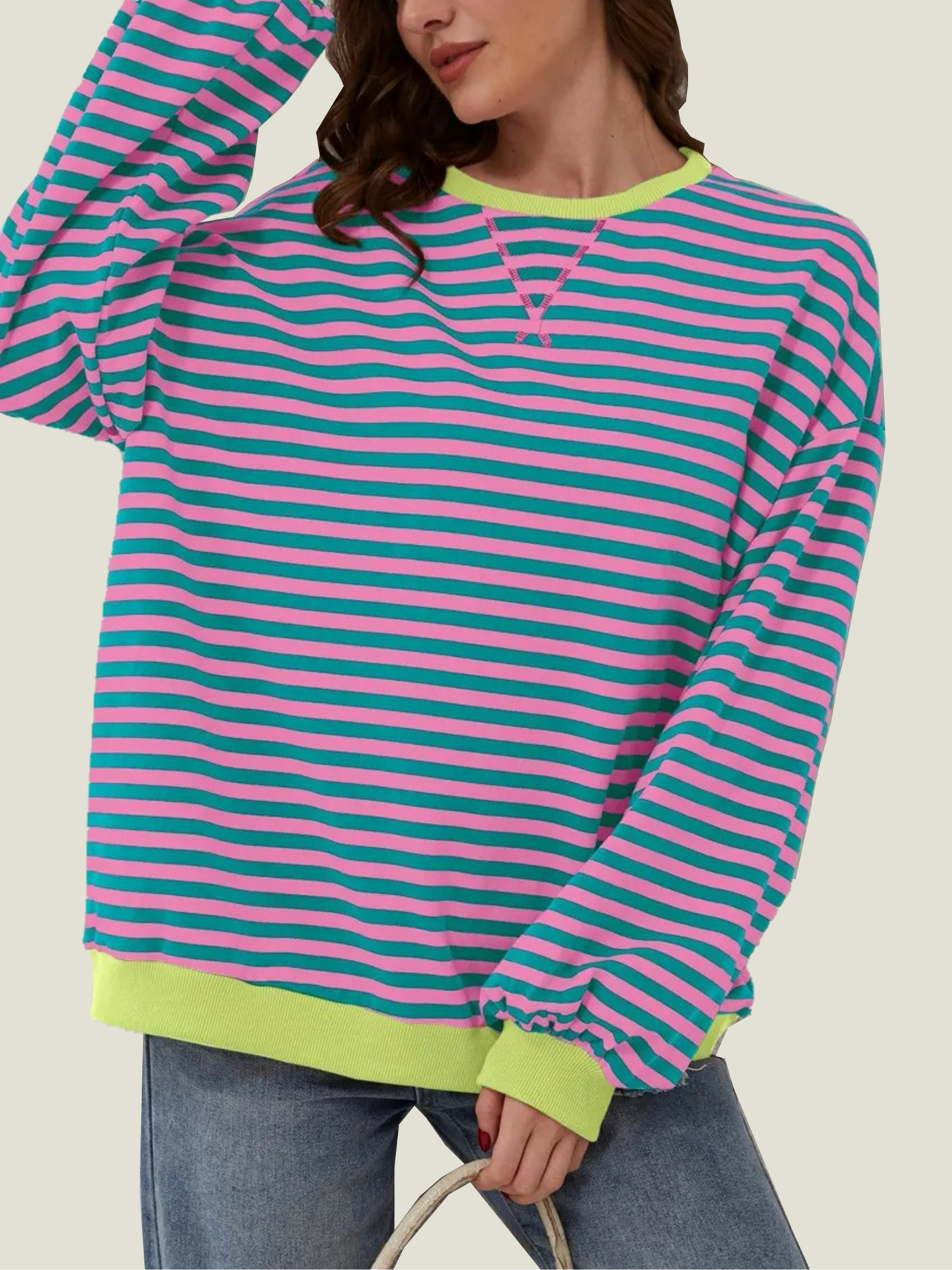 Women's Oversized Striped Long Sleeve Pullover (Buy 2 Free Shipping)
