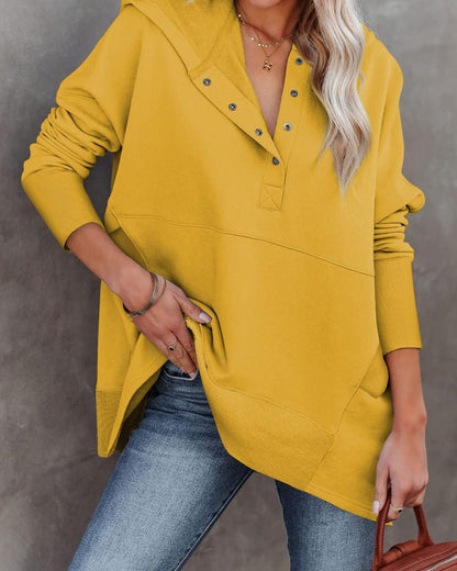 Women's Oversized Half Button Hoodie (Buy 2 Free Shipping)