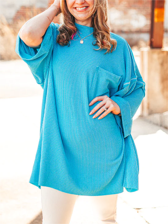 Oversize High Neck Urban Ribbed Tunic (Buy 2 Free Shipping)