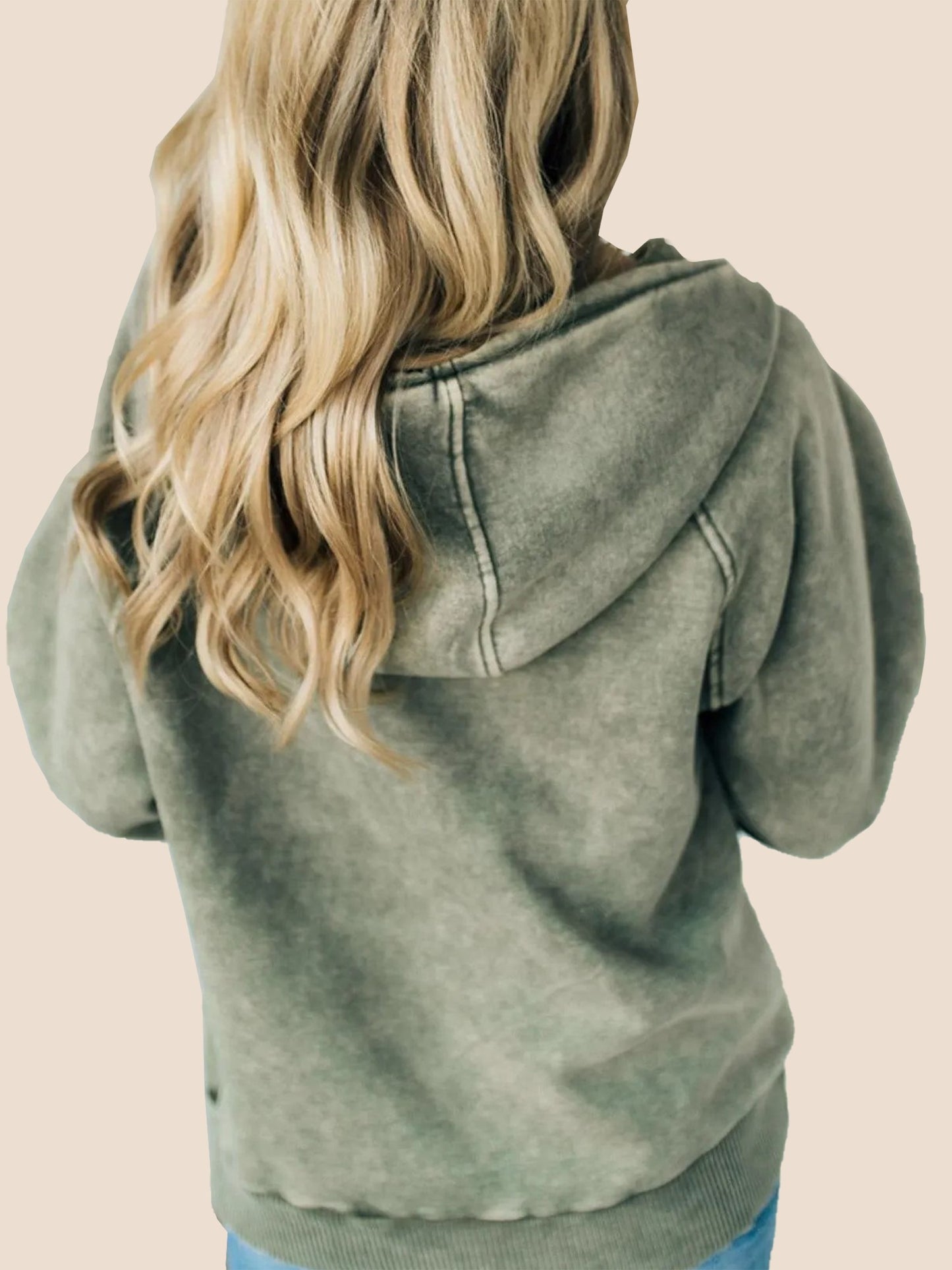 Women's 3/4 Zip Acid Washed Hoodie (Buy 2 Free Shipping)