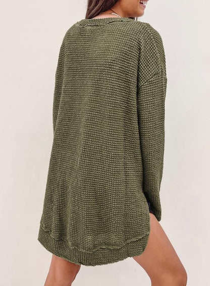 Women's Oversized Waffle Knit Top (Buy 2 Free Shipping)