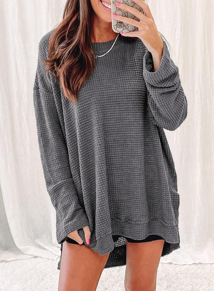 Women's Oversized Waffle Knit Top (Buy 2 Free Shipping)