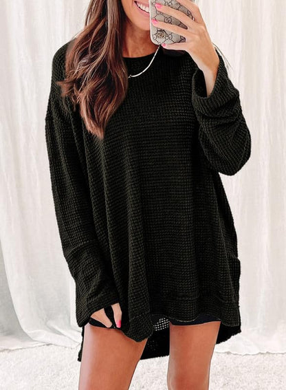 Women's Oversized Waffle Knit Top (Buy 2 Free Shipping)