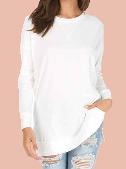 Women's Long Sleeve Side Slit Loose Tops (Buy 3 Free Shipping)