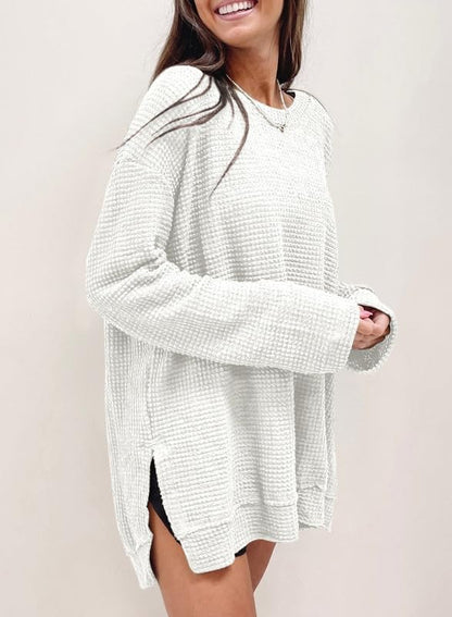 Women's Oversized Waffle Knit Top (Buy 2 Free Shipping)