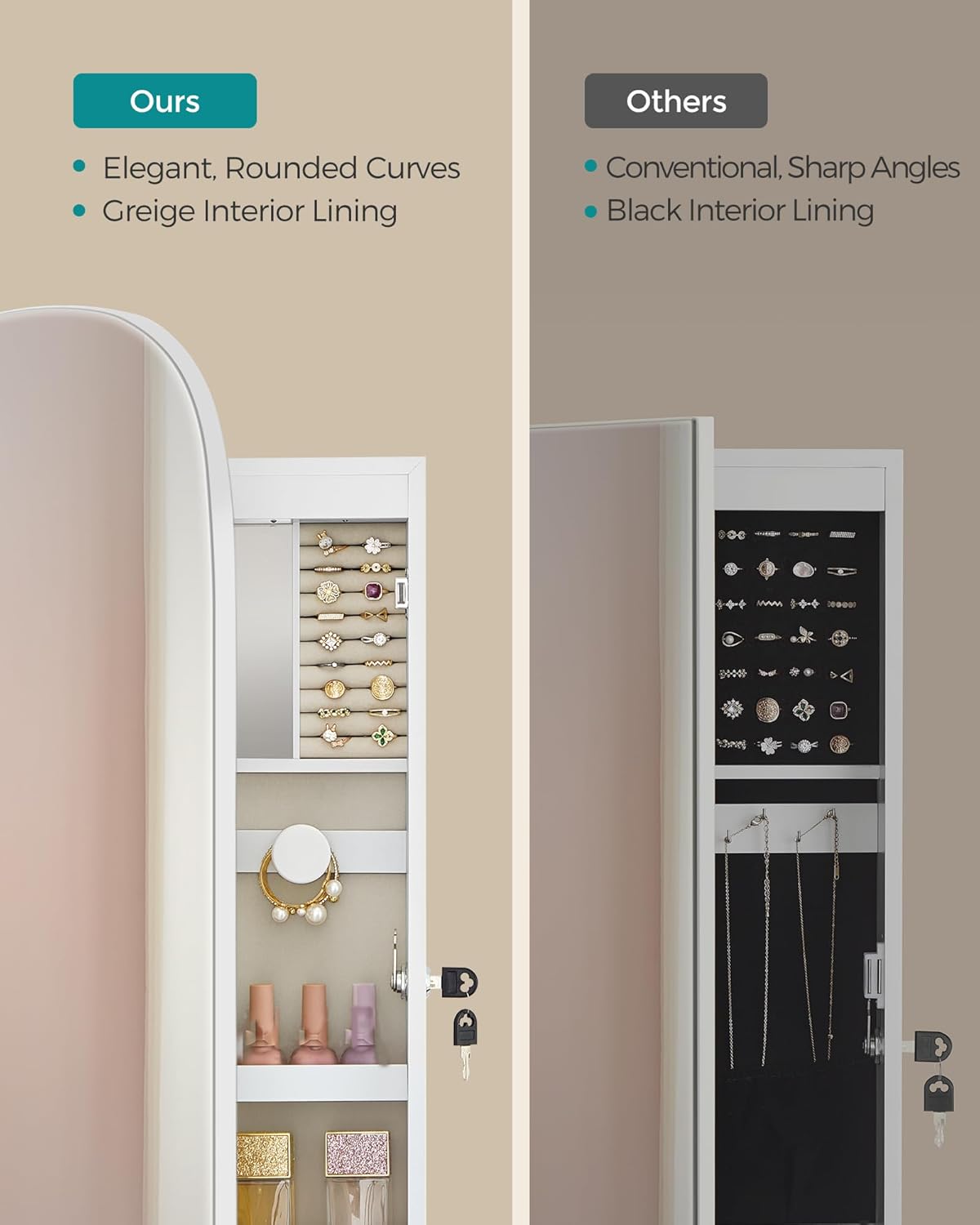 2026 LED Jewelry Cabinet Wall or Door Mounted