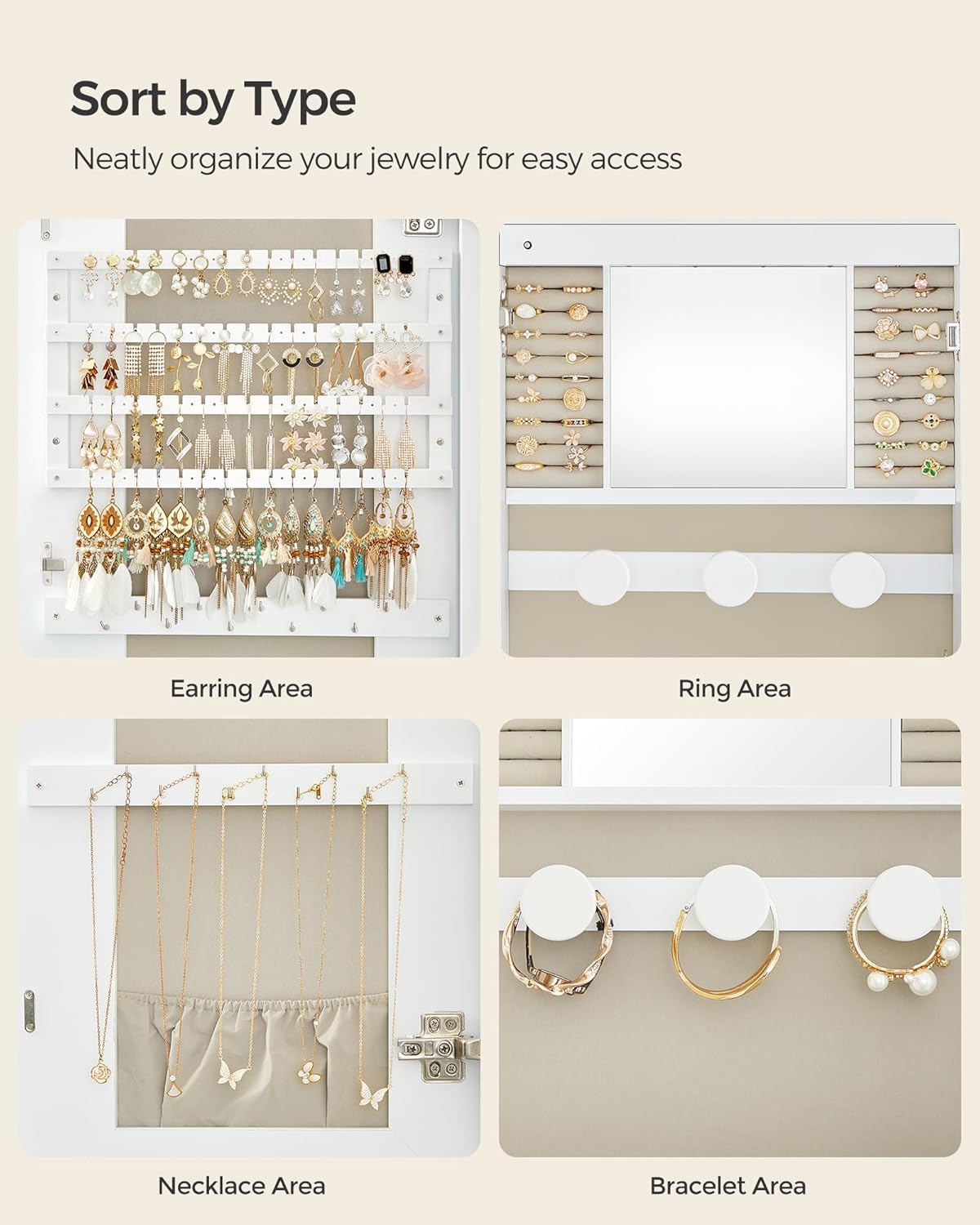 2026 LED Jewelry Cabinet Wall or Door Mounted