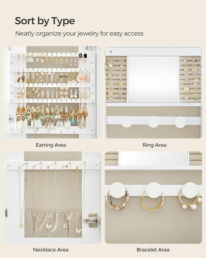 2026 LED Jewelry Cabinet Wall or Door Mounted