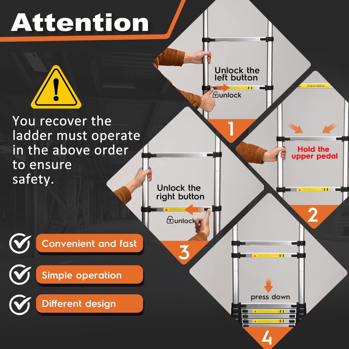 ✨𝗧𝗼𝗱𝗮𝘆'𝘀 𝗦𝗽𝗲𝗰𝗶𝗮𝗹𝘀🎁Multi-Purpose Collapsible Ladder for RV or Outdoor Work