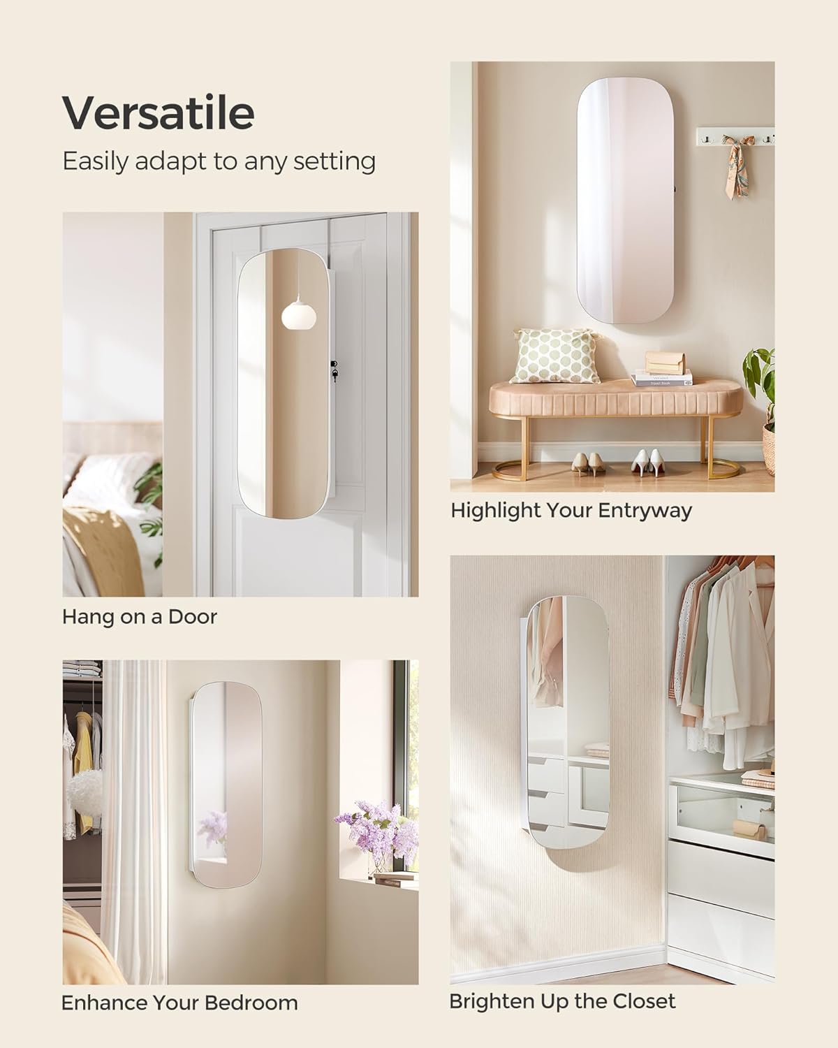 2026 LED Jewelry Cabinet Wall or Door Mounted