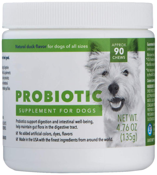 Probiotic Supplement Daily Chews for Dogs, Supports Digestion and Gut Health, Natural Duck Flavor