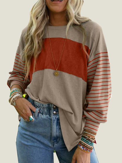 Women's Cute Color Block Long Sleeve Casual Top (Buy 2 Free Shipping)