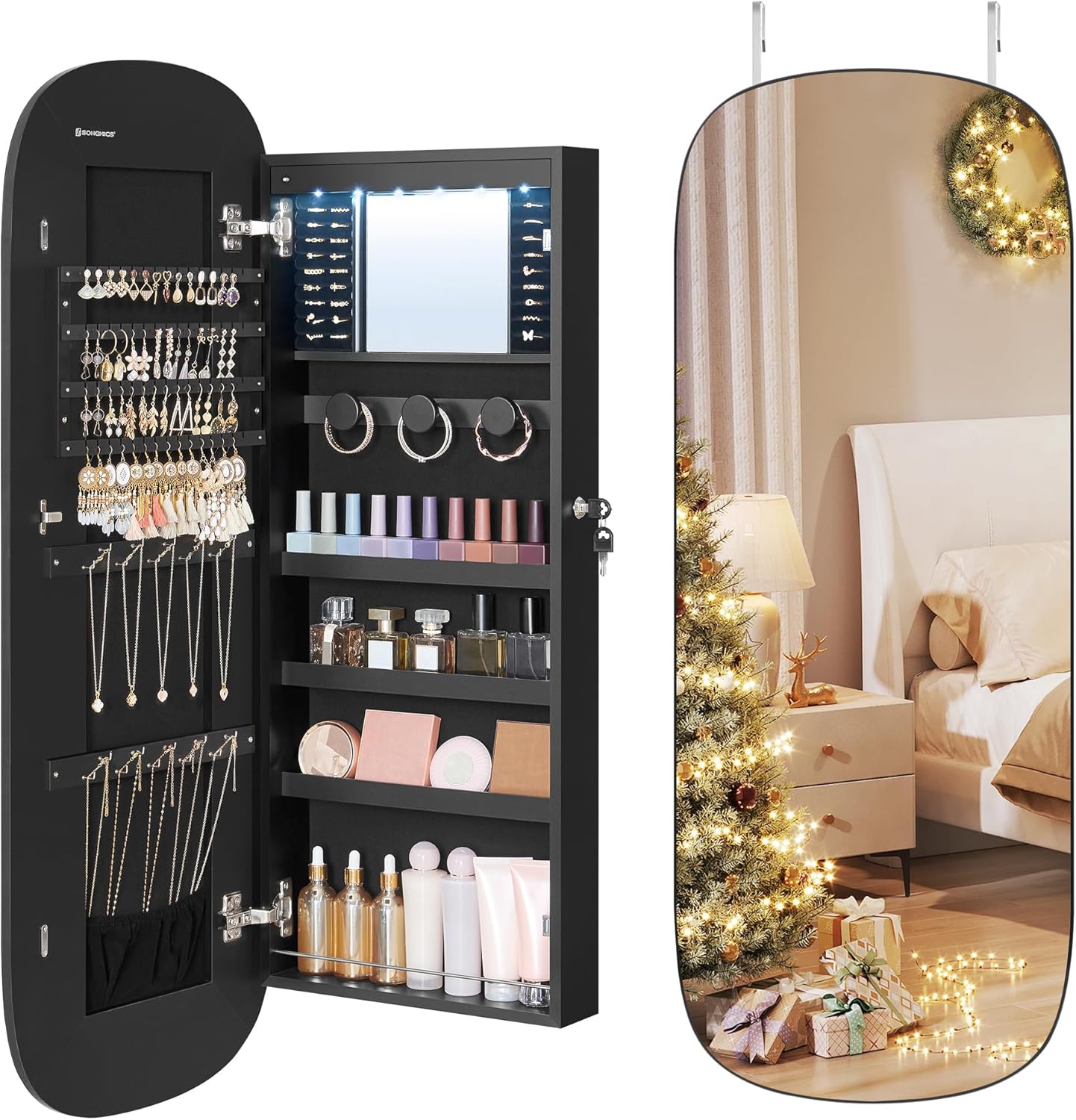 2026 LED Jewelry Cabinet Wall or Door Mounted