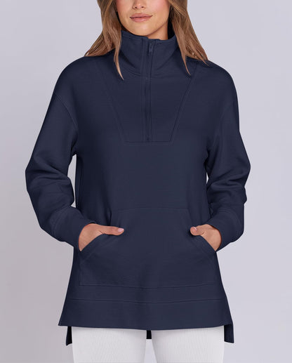 Women's Quarter Zip Oversized Knit Pullover (Buy 2 Free Shipping)