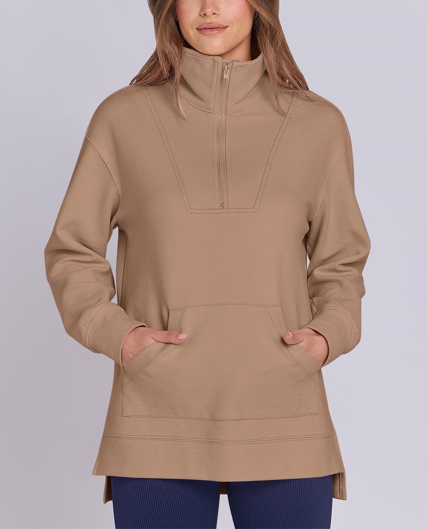 Women's Quarter Zip Oversized Knit Pullover (Buy 2 Free Shipping)