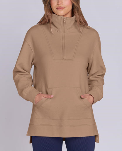 Women's Quarter Zip Oversized Knit Pullover (Buy 2 Free Shipping)