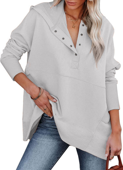 Women's Oversized Half Button Hoodie (Buy 2 Free Shipping)